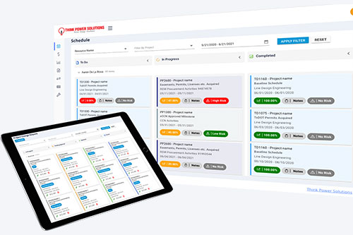 TPS project management screens