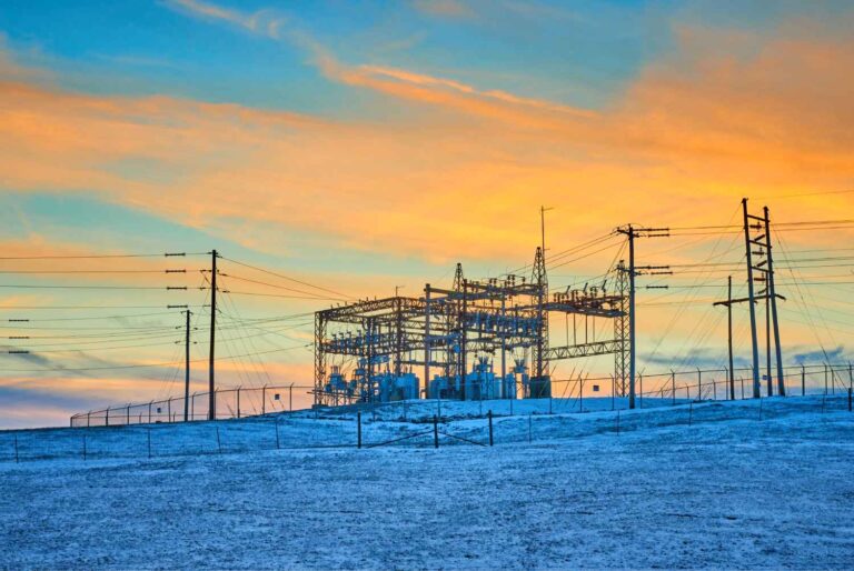 power station in the snow