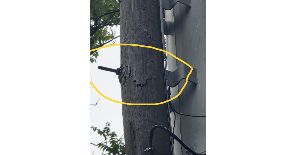 Broken Utility Pole Hazard: ROW Crew Identifies Structural Risk in West Virginia